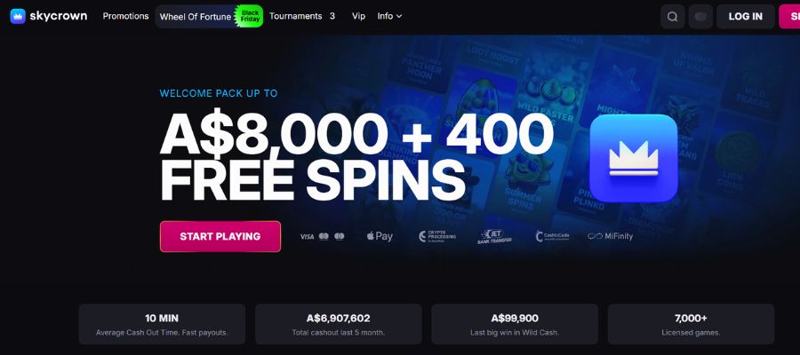 Skycrown Casino provides a generous welcome bundle